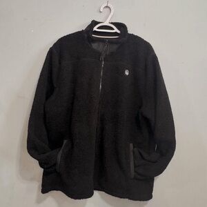 Cozy Black Sherpa Zip Jacket - Lightweight Women's Layer